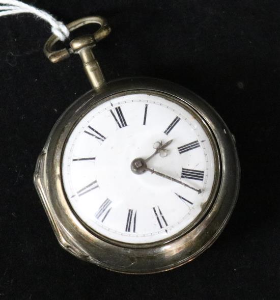 A George III silver keywind verge pocket watch by William Durant? London, with associated? outer case.